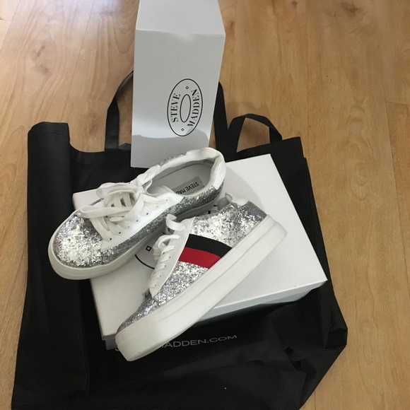 steve madden silver sparkly sneakers